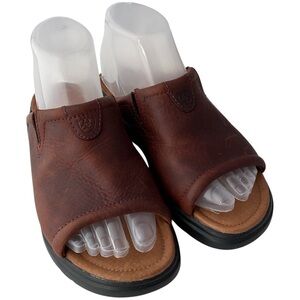 Ariat Bridgeport Brick Red Leather Slides Sandals Woman's Size 7